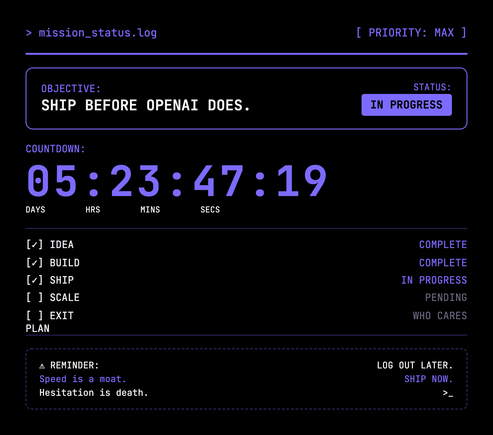 AINative developer tee graphic — Ship it before OpenAI does (back)