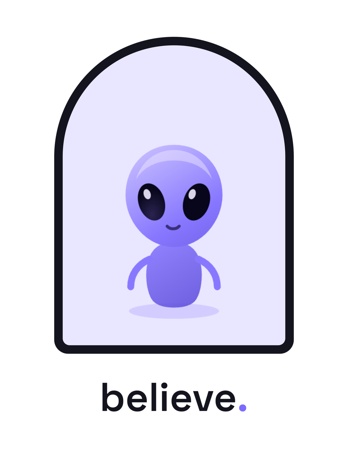 Believe tee — The Visitor mascot, gradient colorway