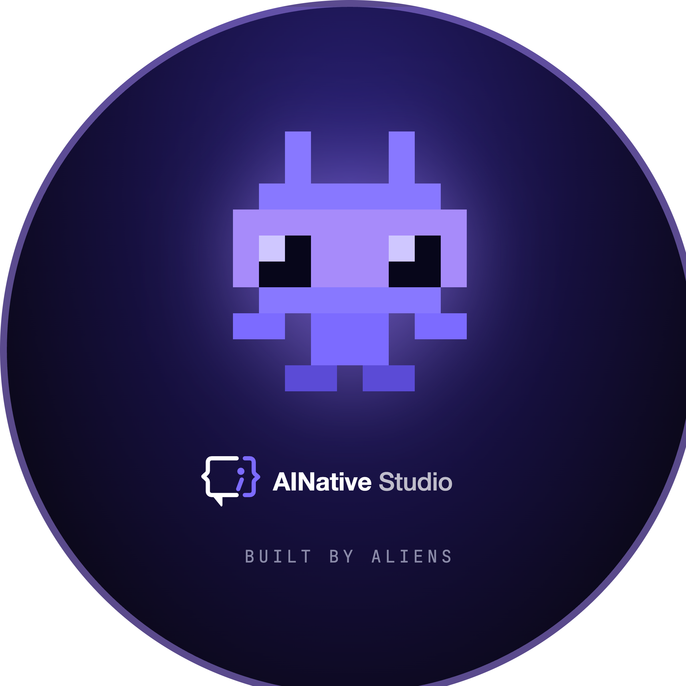 Cody mascot badge — the AINative character in a circular badge lockup