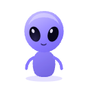 The Visitor mascot — transparent PNG 128px